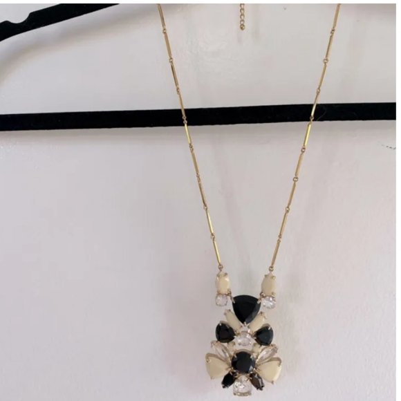 Kate Spade black cream Twinkle Lights long Statement Pendant Necklace nwot - Picture 6 of 9